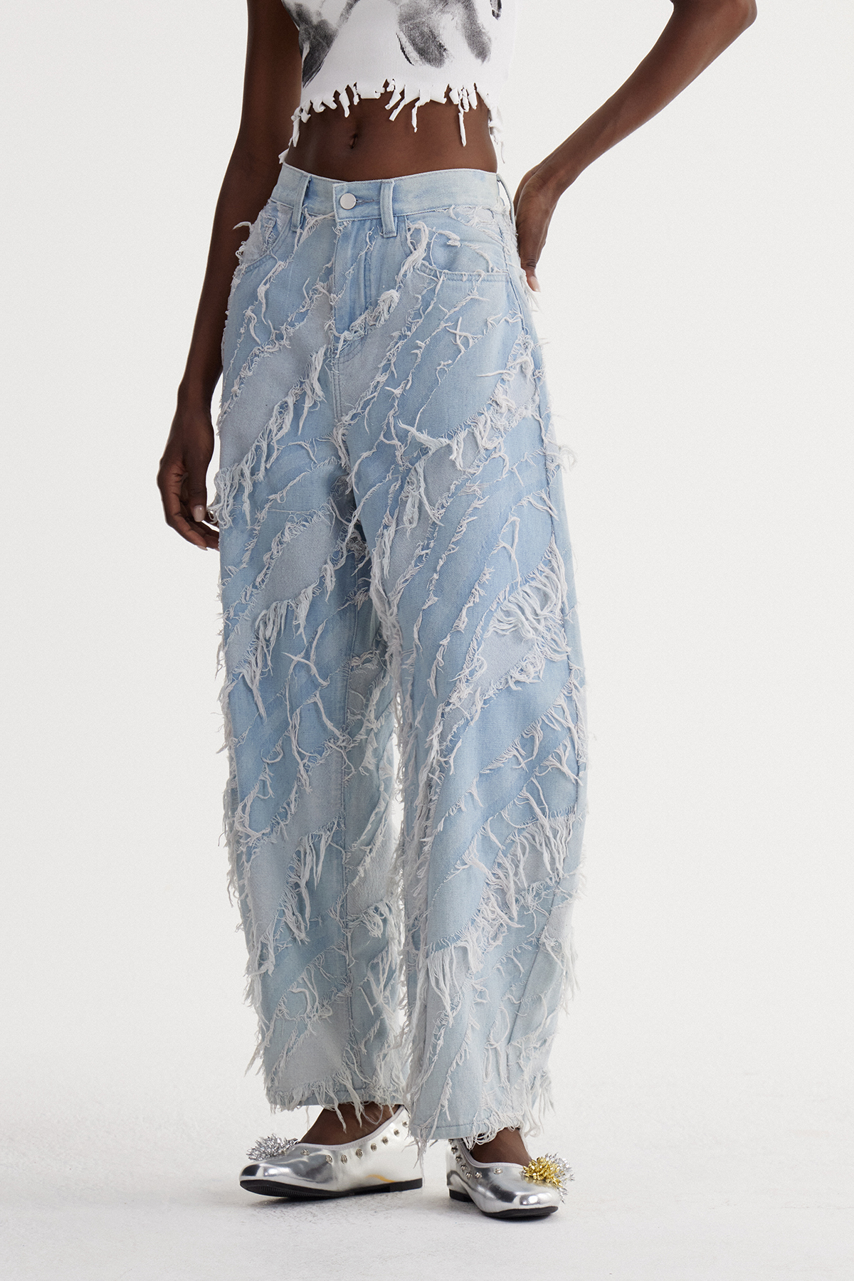 Islom Fringe Baggy Jeans