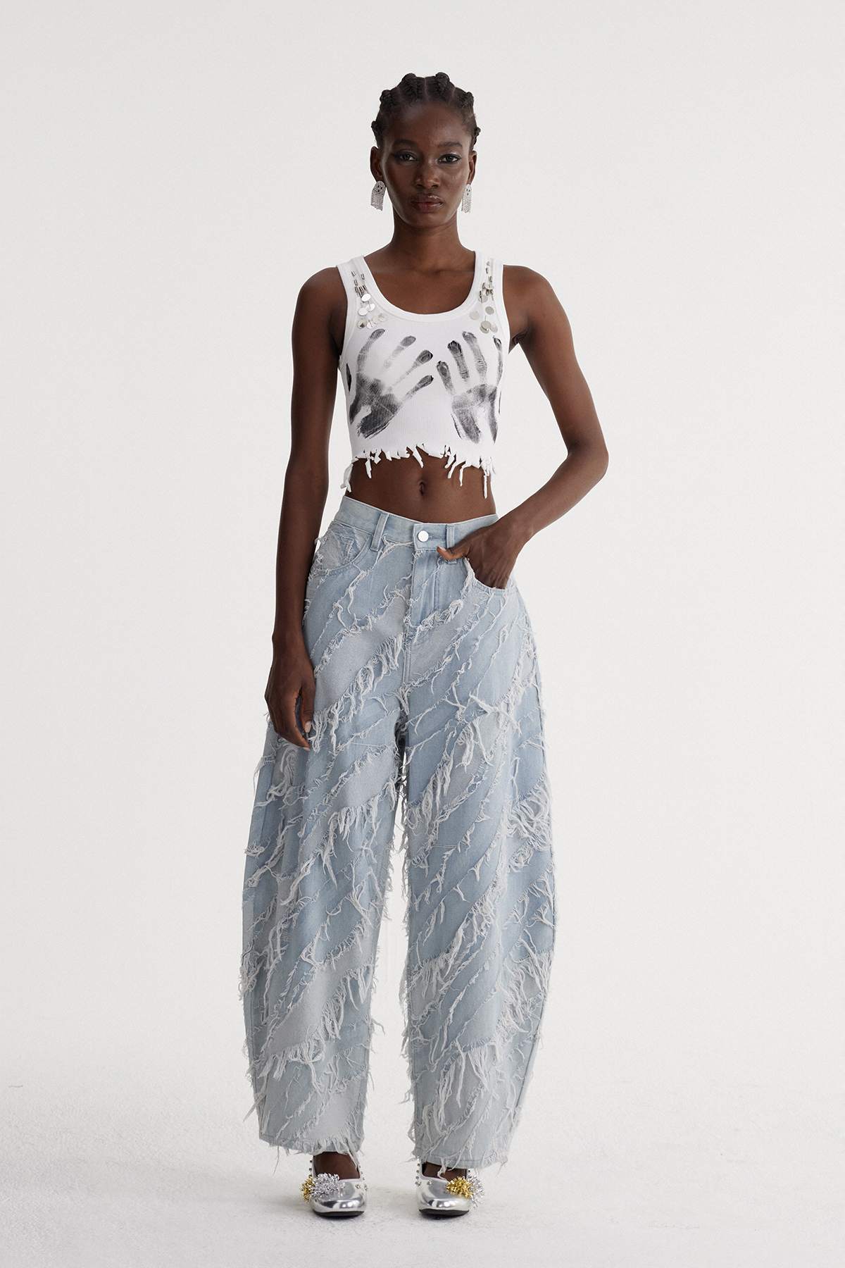 Islom Fringe Baggy Jeans