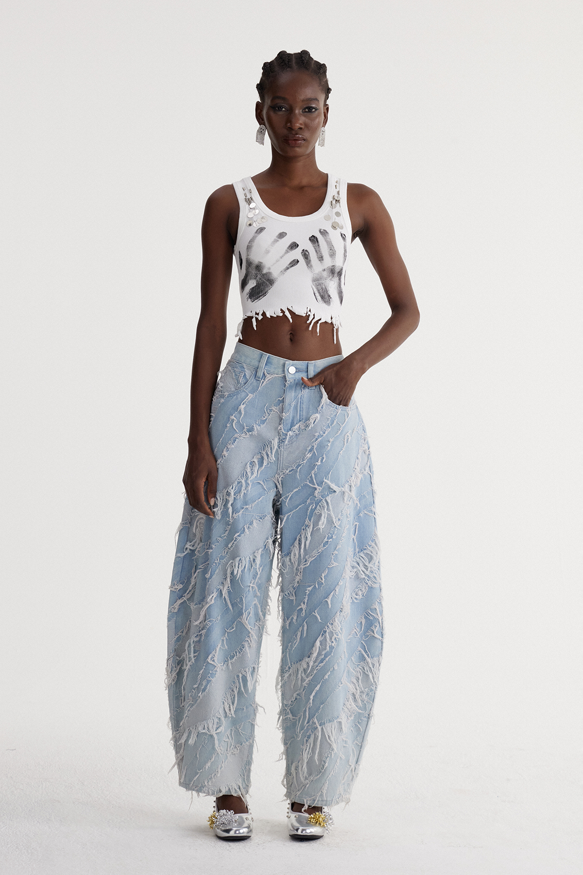 Islom Fringe Baggy Jeans