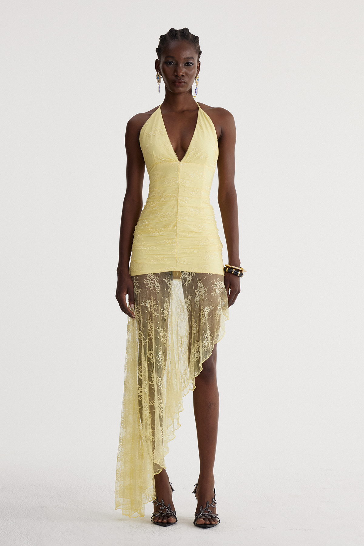 Islwyn Halter Neck Lace Maxi Dress