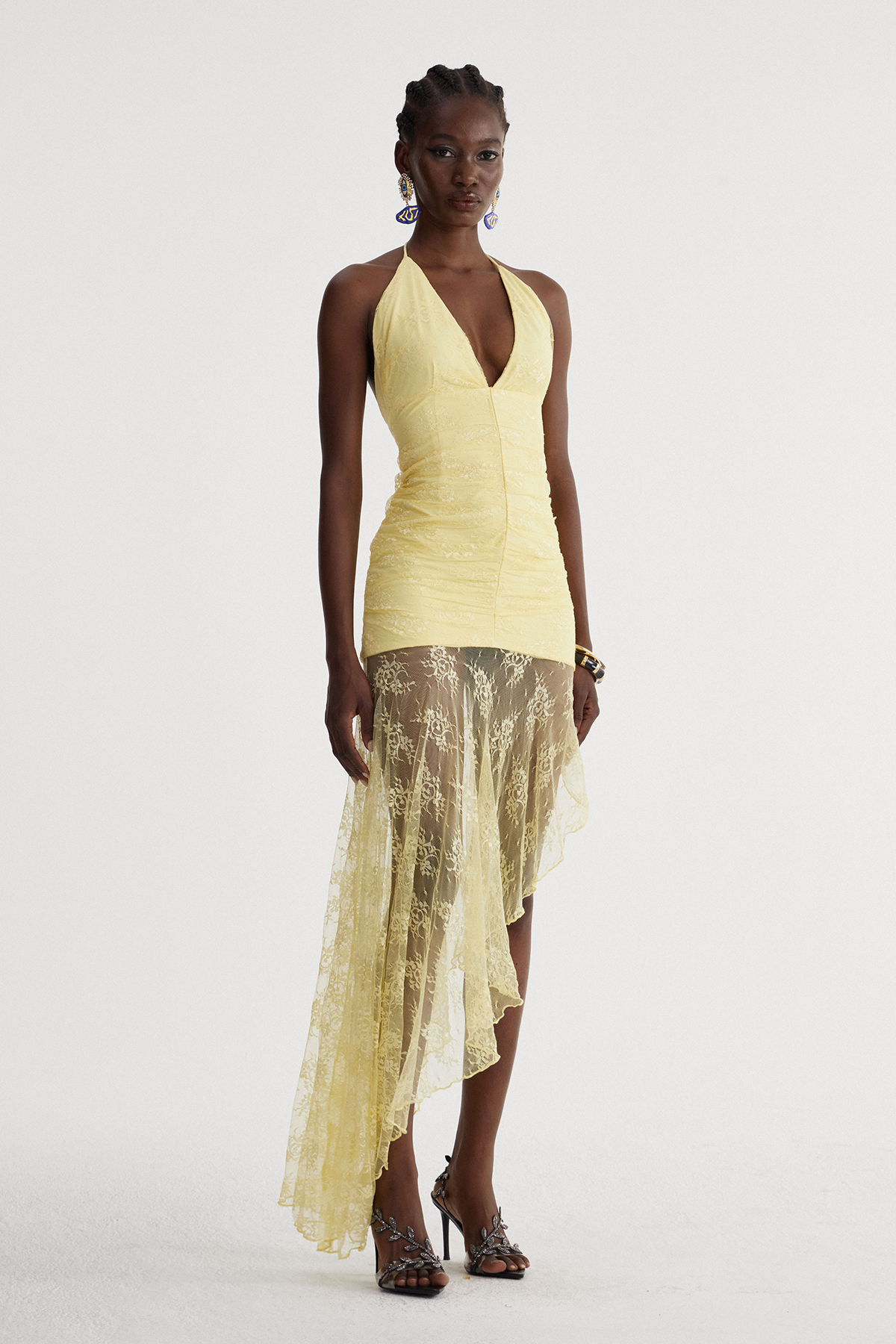 Islwyn Halter Neck Lace Maxi Dress