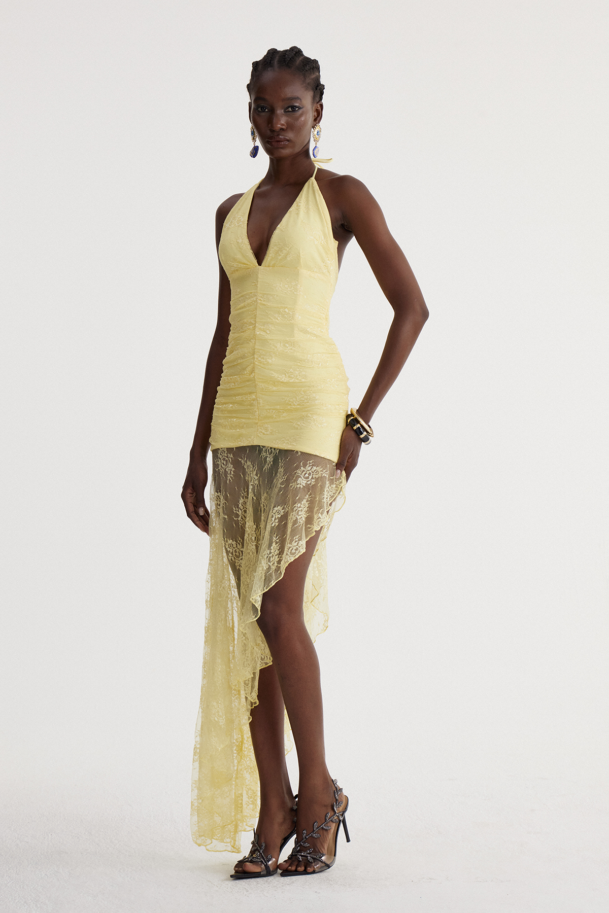 Islwyn Halter Neck Lace Maxi Dress