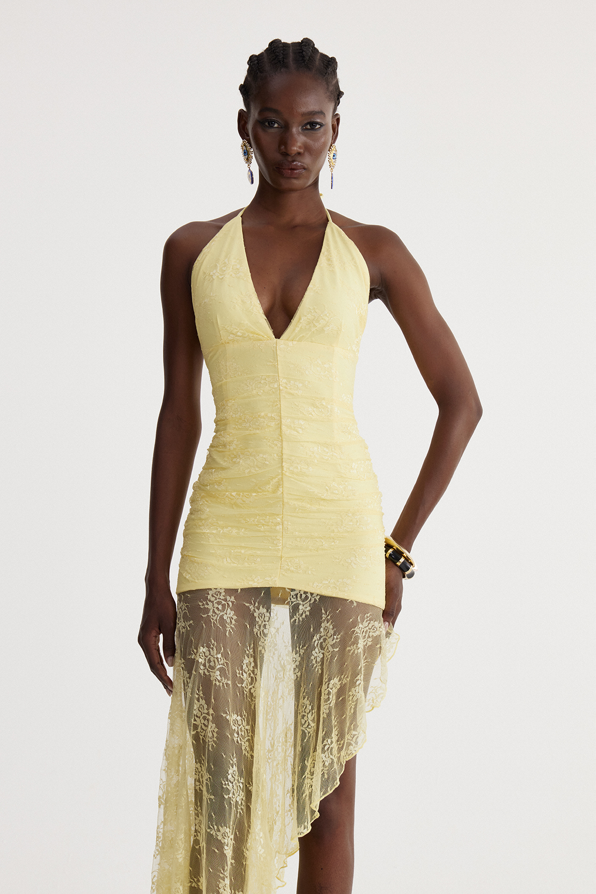 Islwyn Halter Neck Lace Maxi Dress