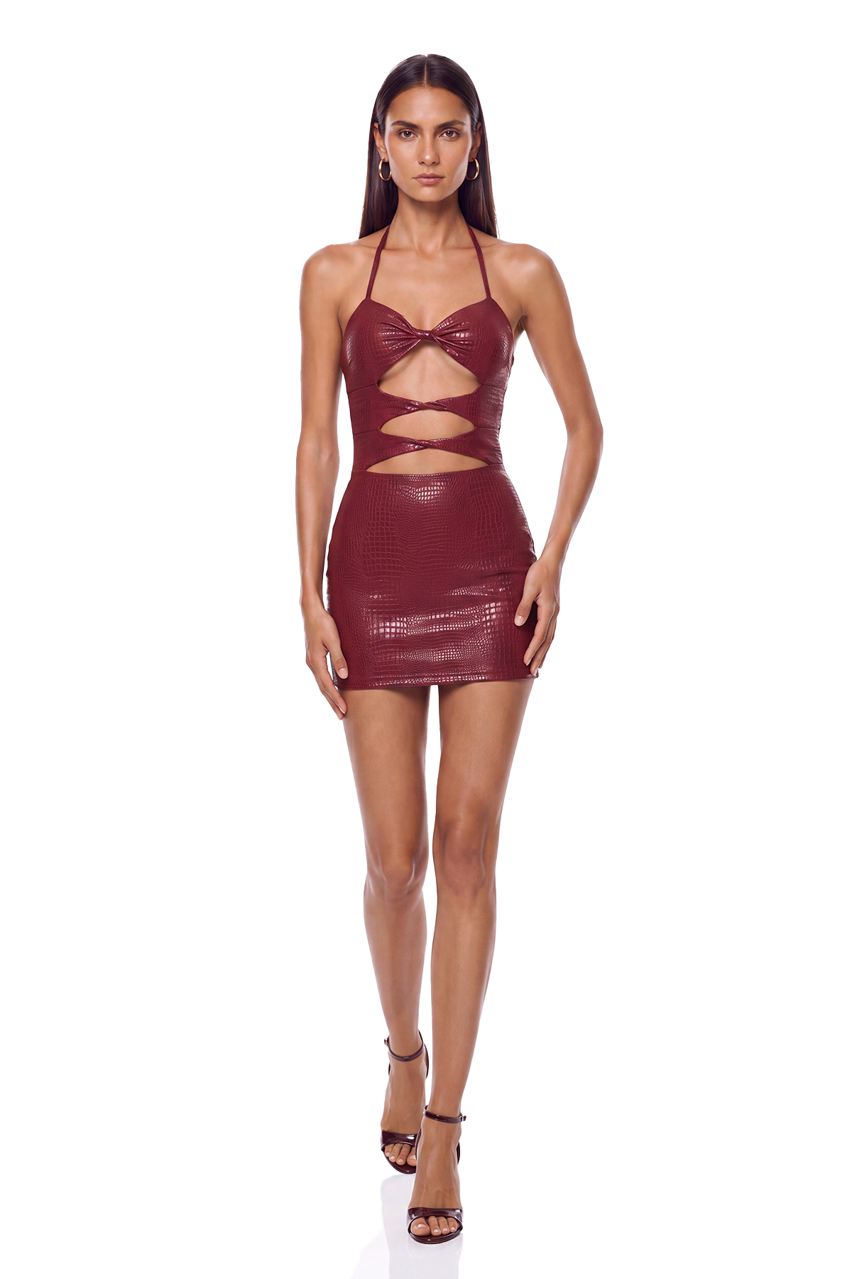 Ismini Cutout Leather Bodycon Mini Dress