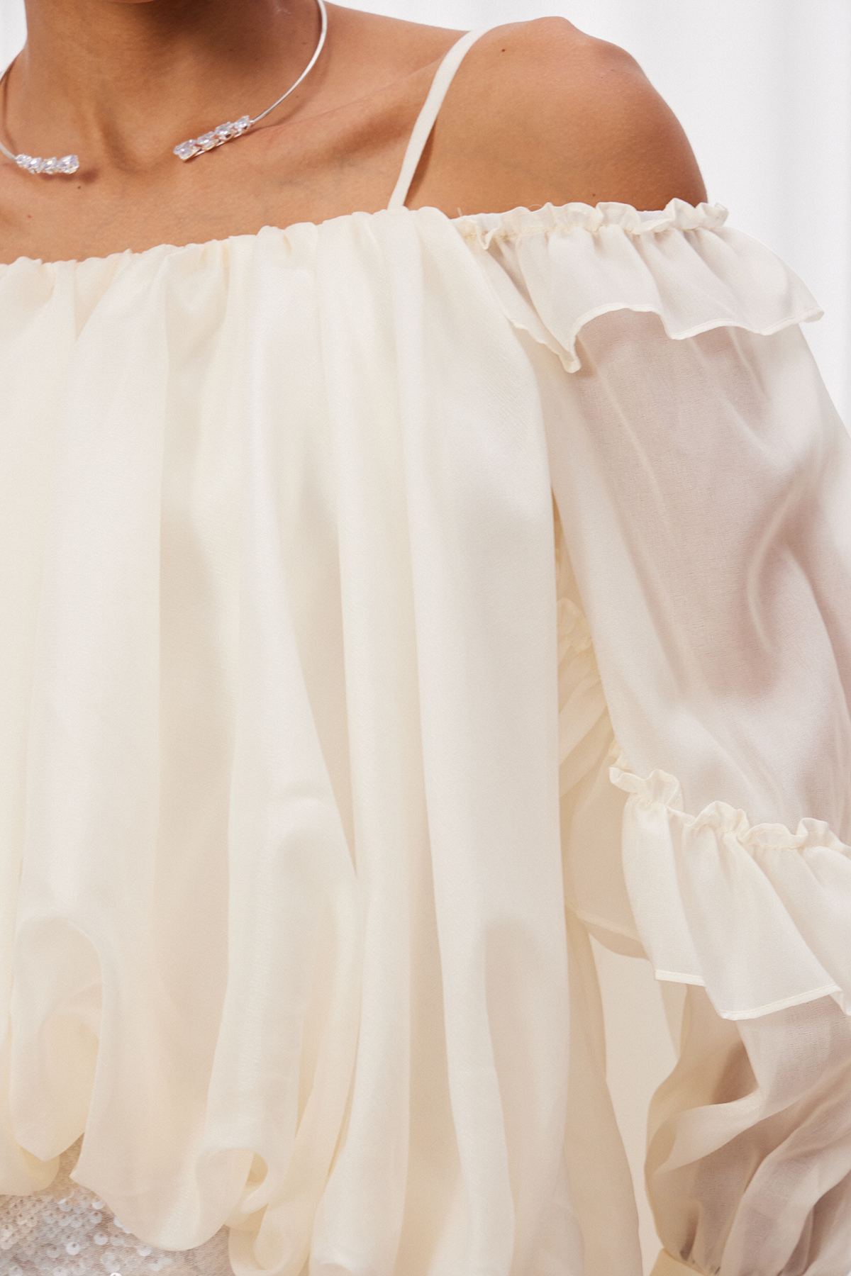 Ismo Ruffle Sequin Fringe Skirt Set
