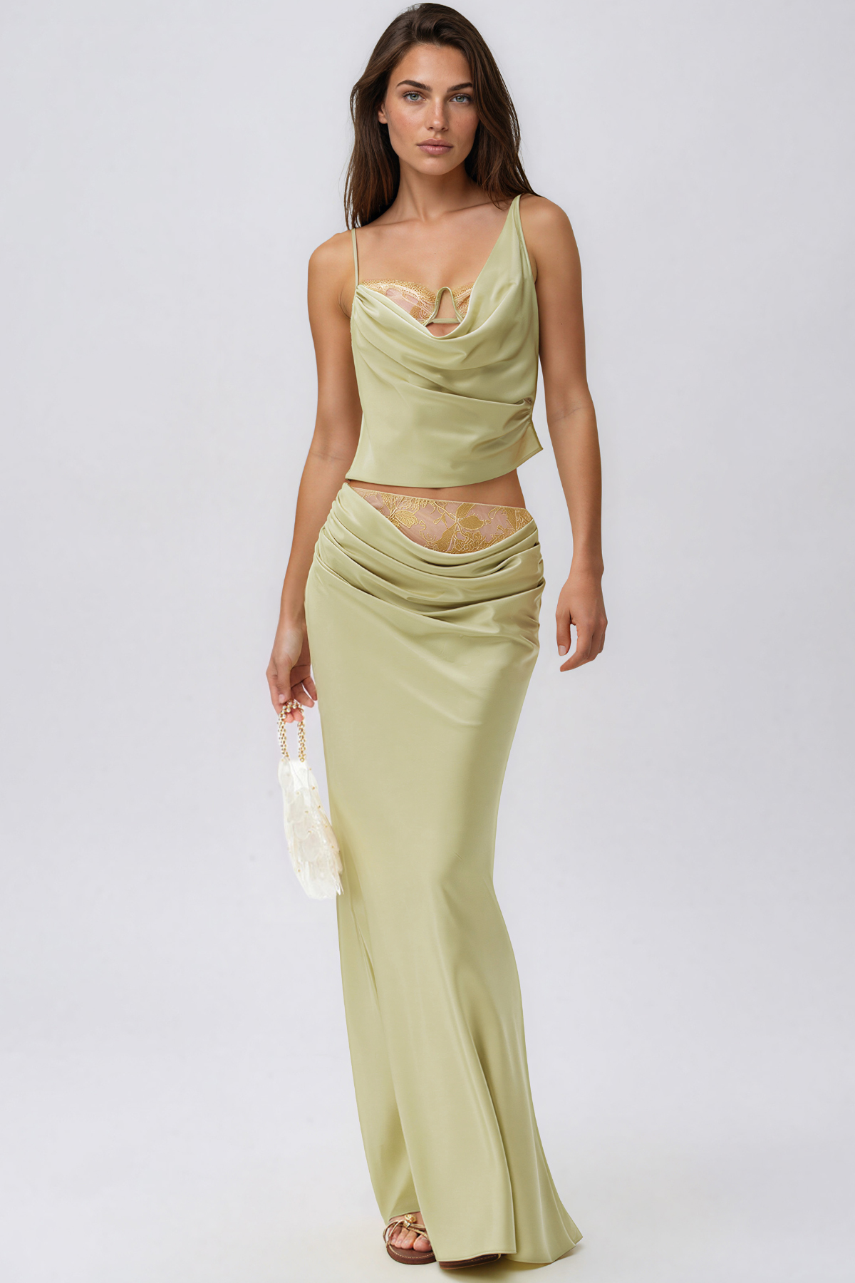 Ismoil Draped Lace Skirt Set