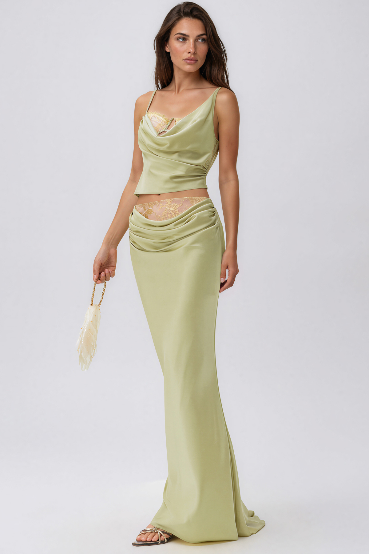 Ismoil Draped Lace Skirt Set