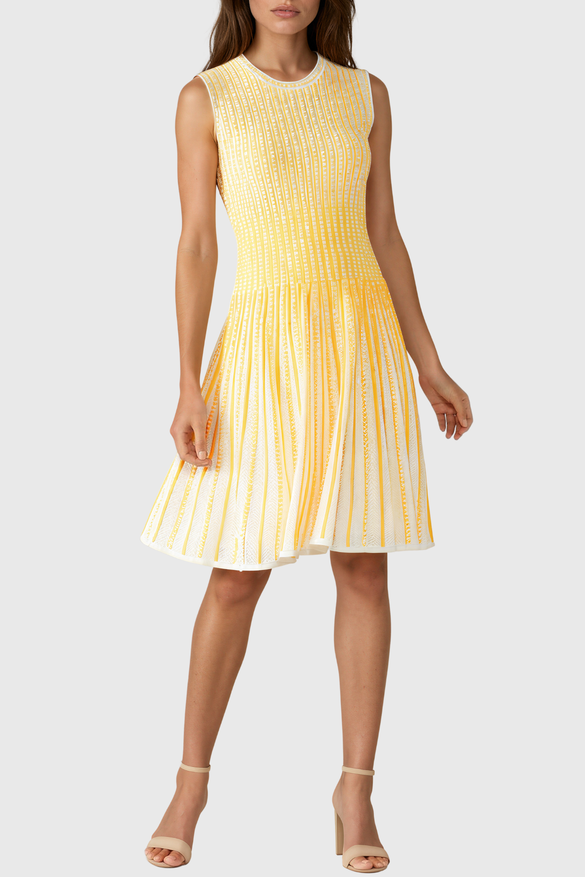 Isocrates Sleeveless Stripe Midi Dress