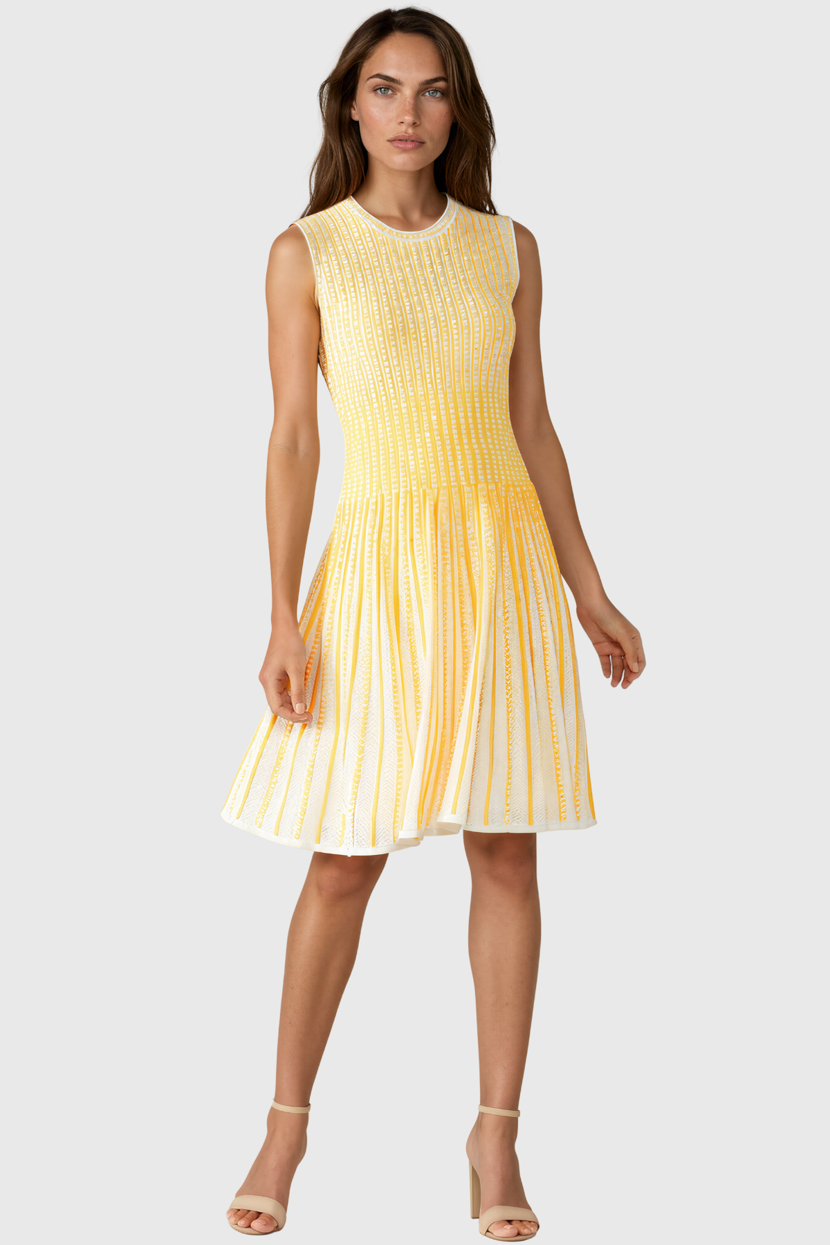 Isocrates Sleeveless Stripe Midi Dress