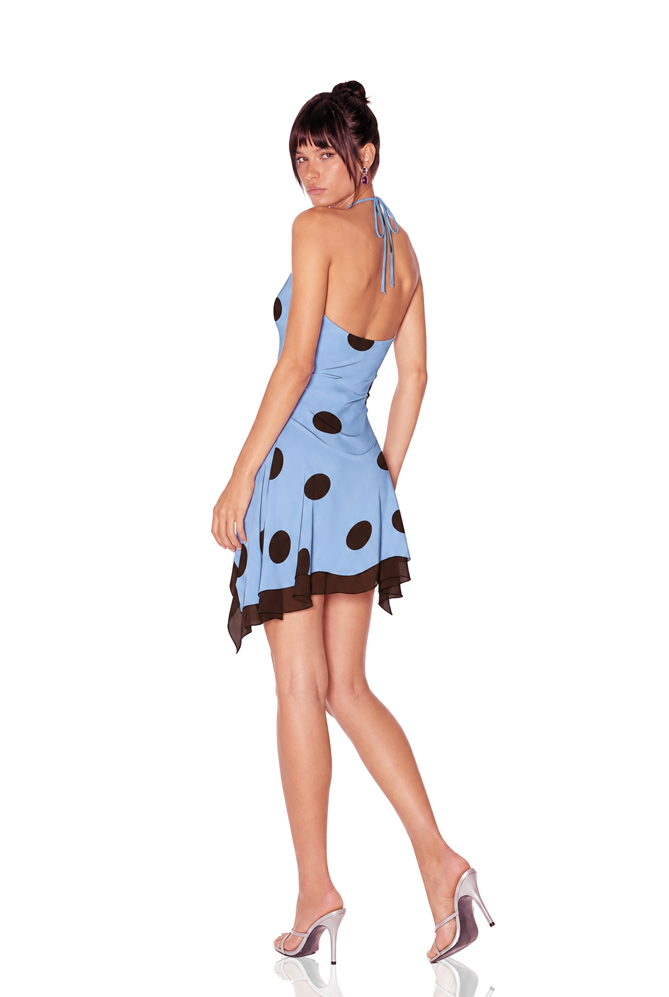 Isokrates Cowl Neck Dot Mini Dress