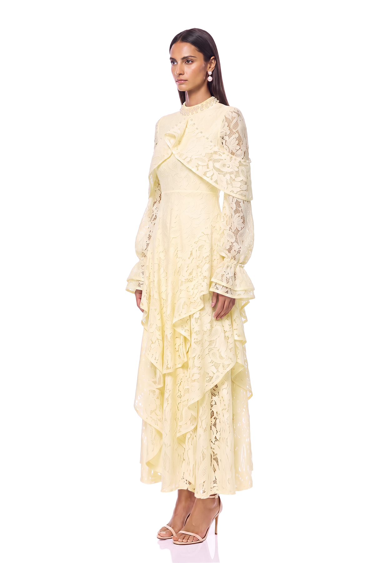 Isolde Lace Ruffle Maxi Dress