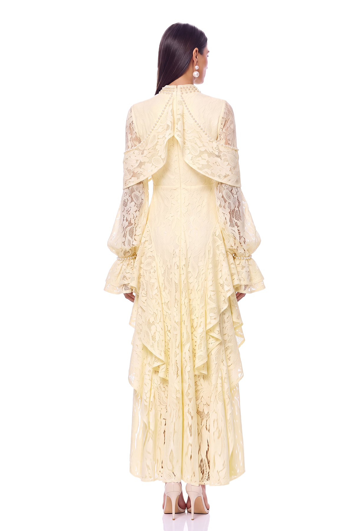 Isolde Lace Ruffle Maxi Dress
