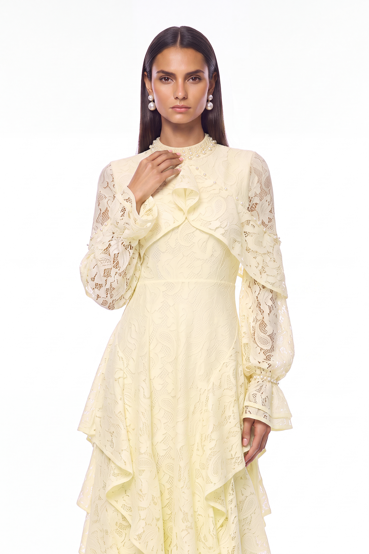 Isolde Lace Ruffle Maxi Dress
