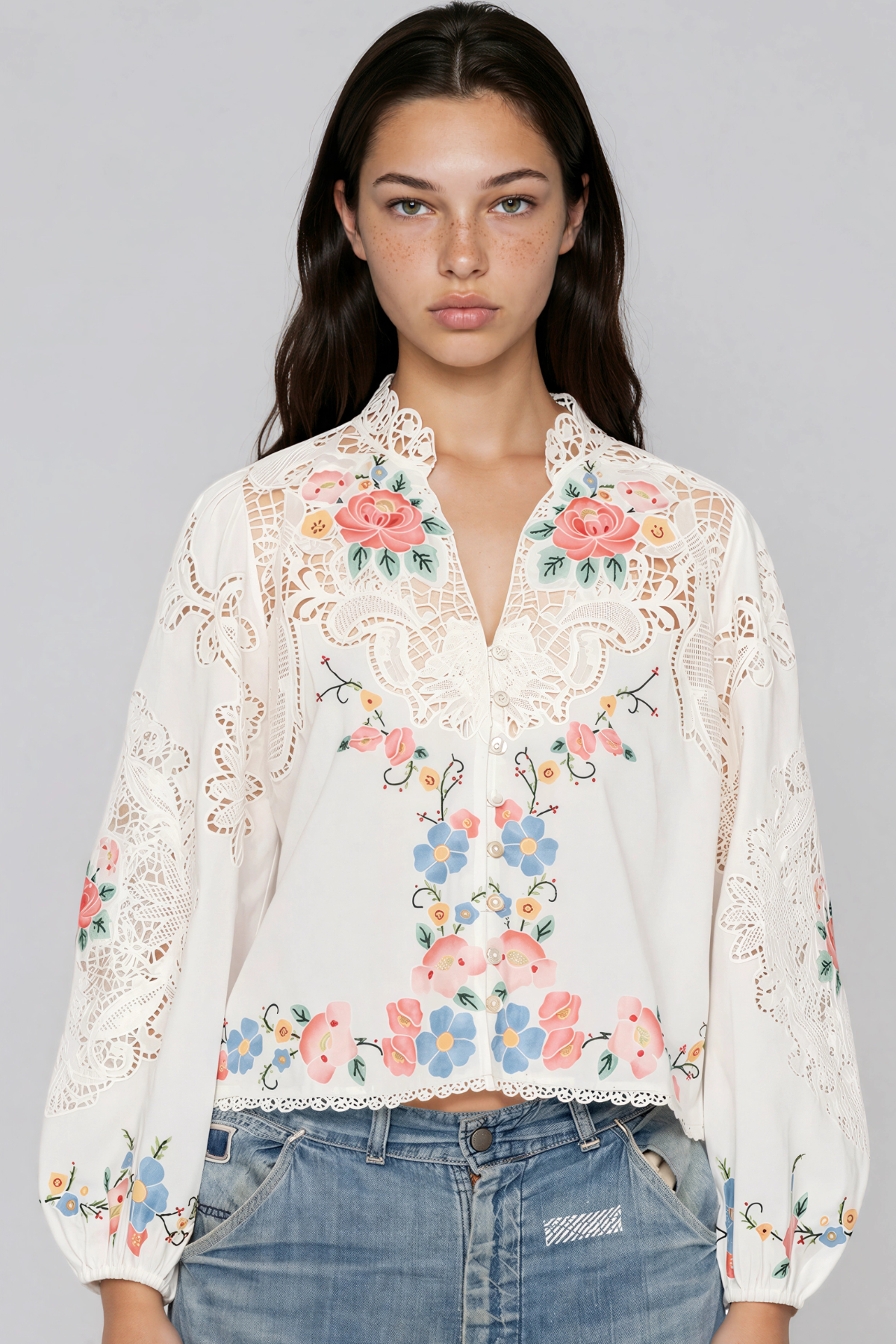 Israhel Floral Lace Shorts Set