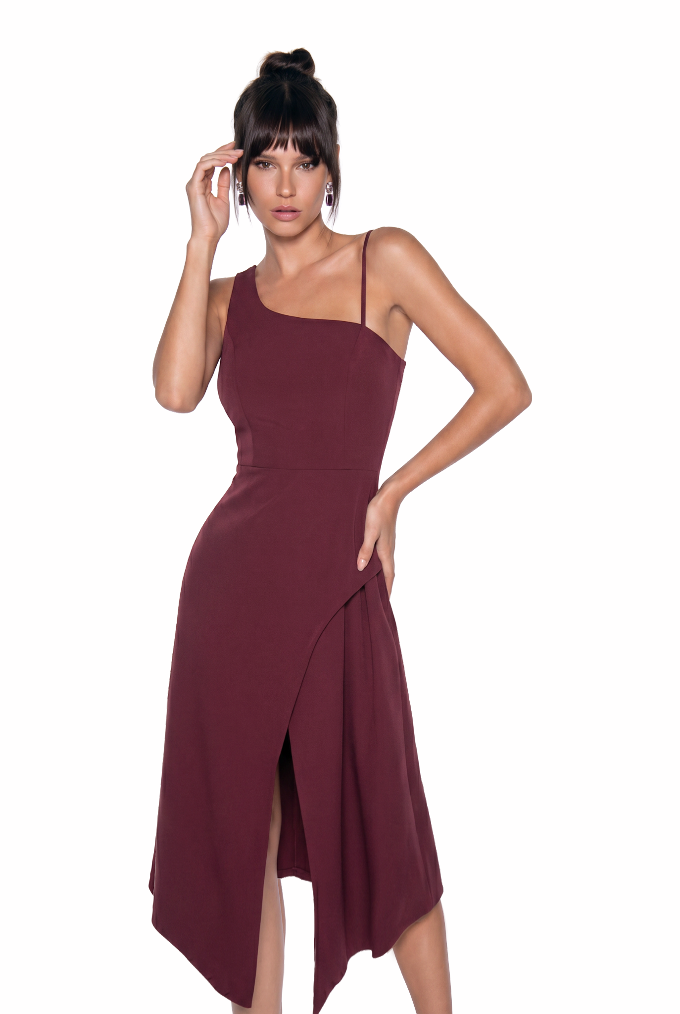 Issa Asymmetric Shawl Midi Dress
