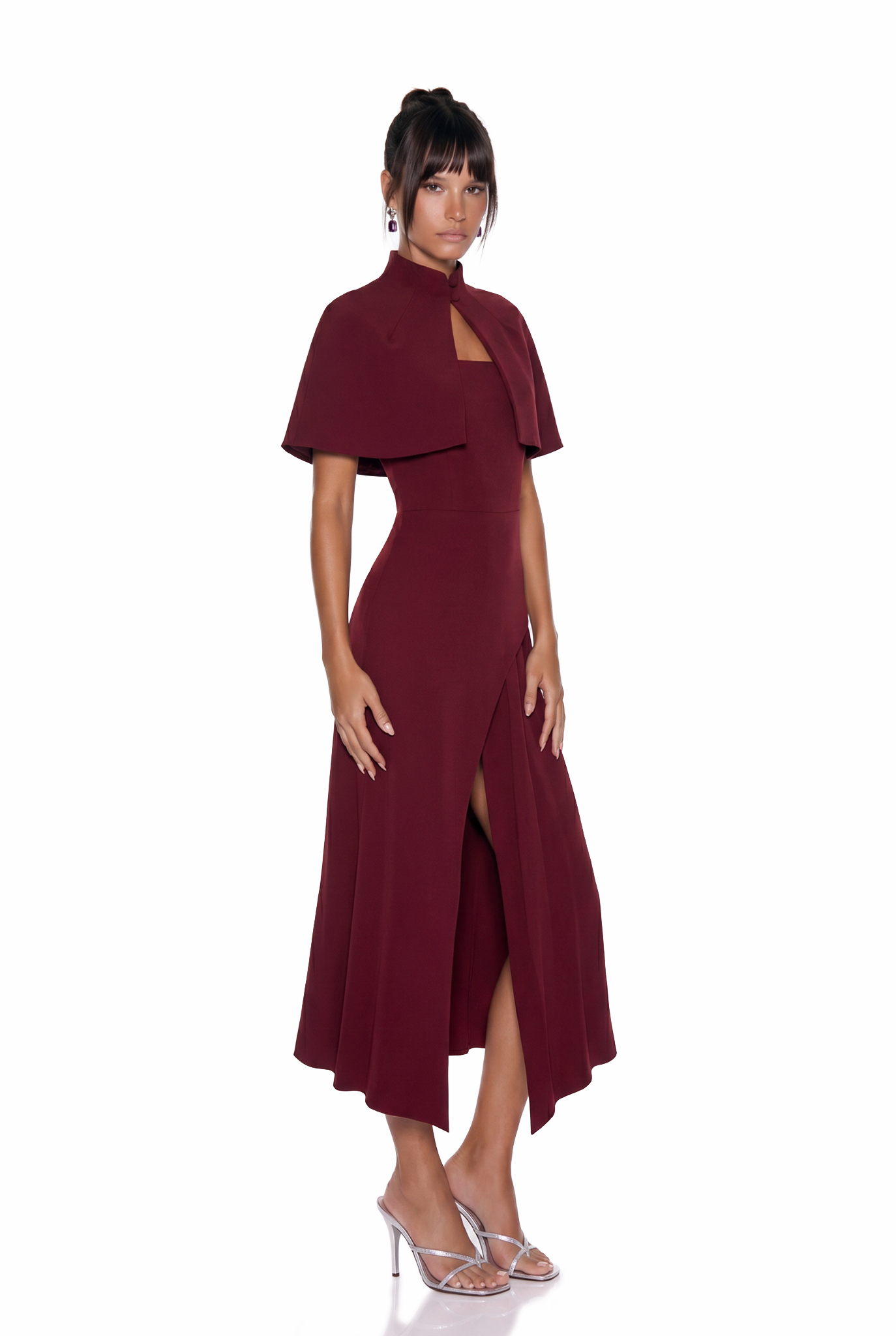 Issa Asymmetric Shawl Midi Dress