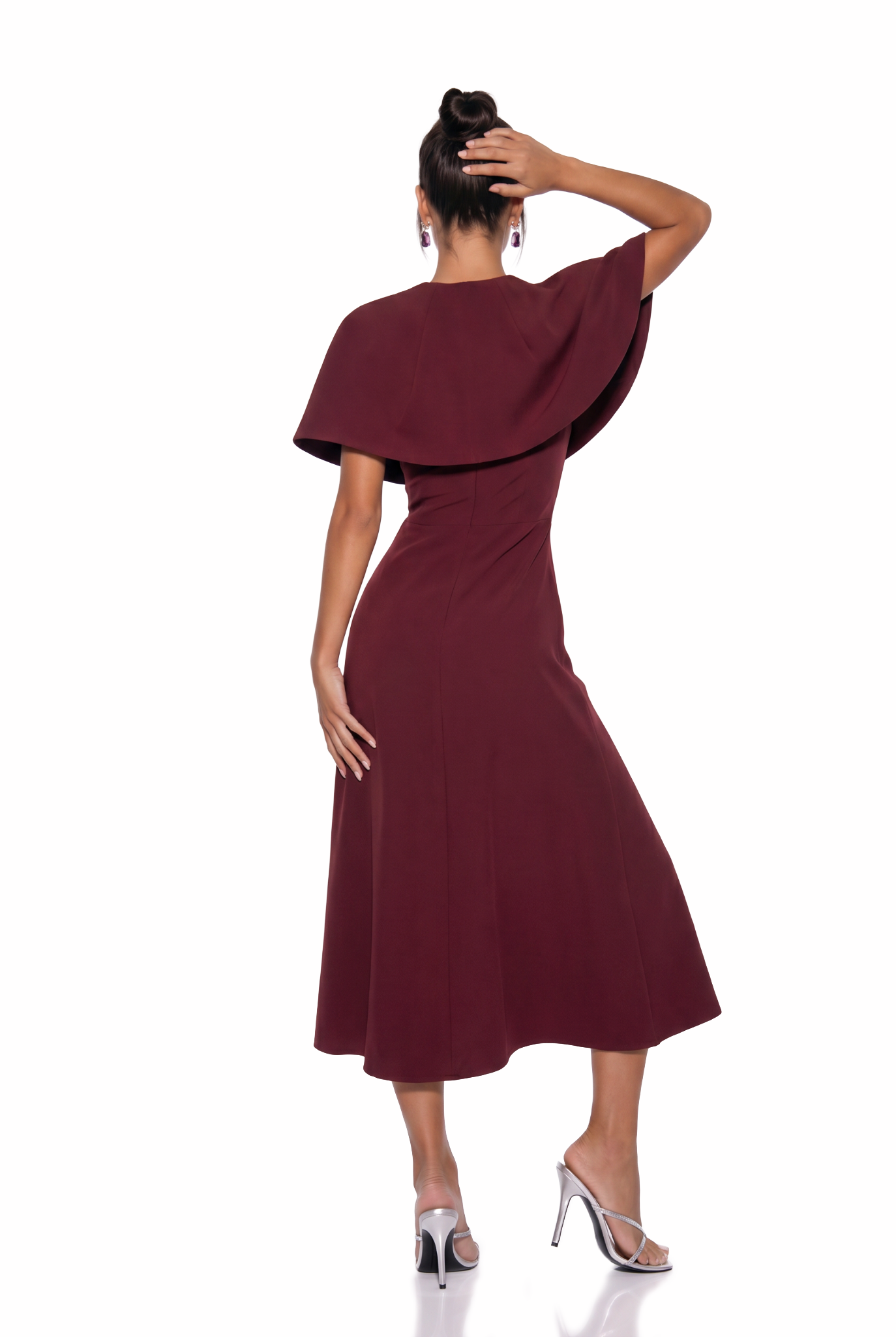 Issa Asymmetric Shawl Midi Dress