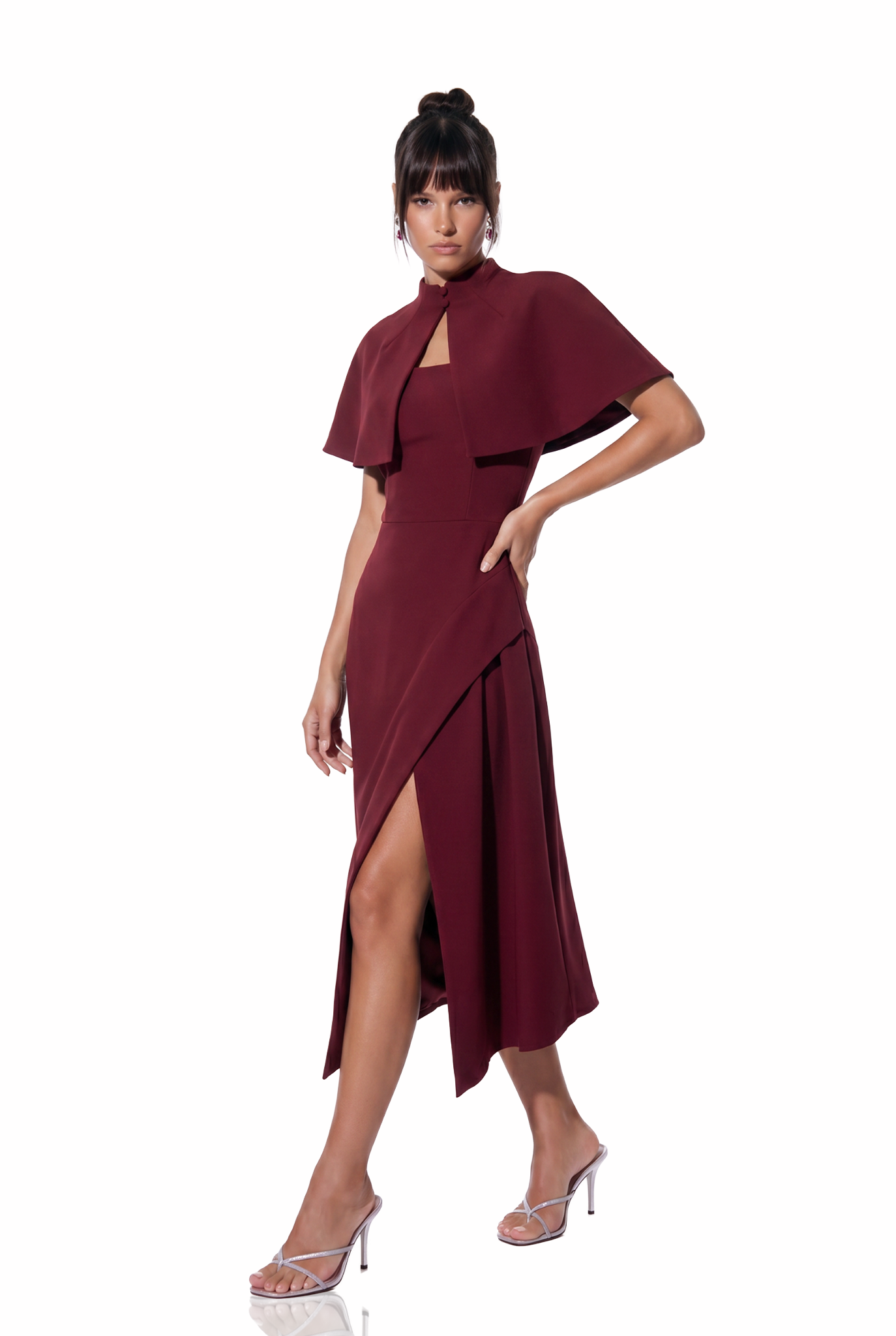 Issa Asymmetric Shawl Midi Dress