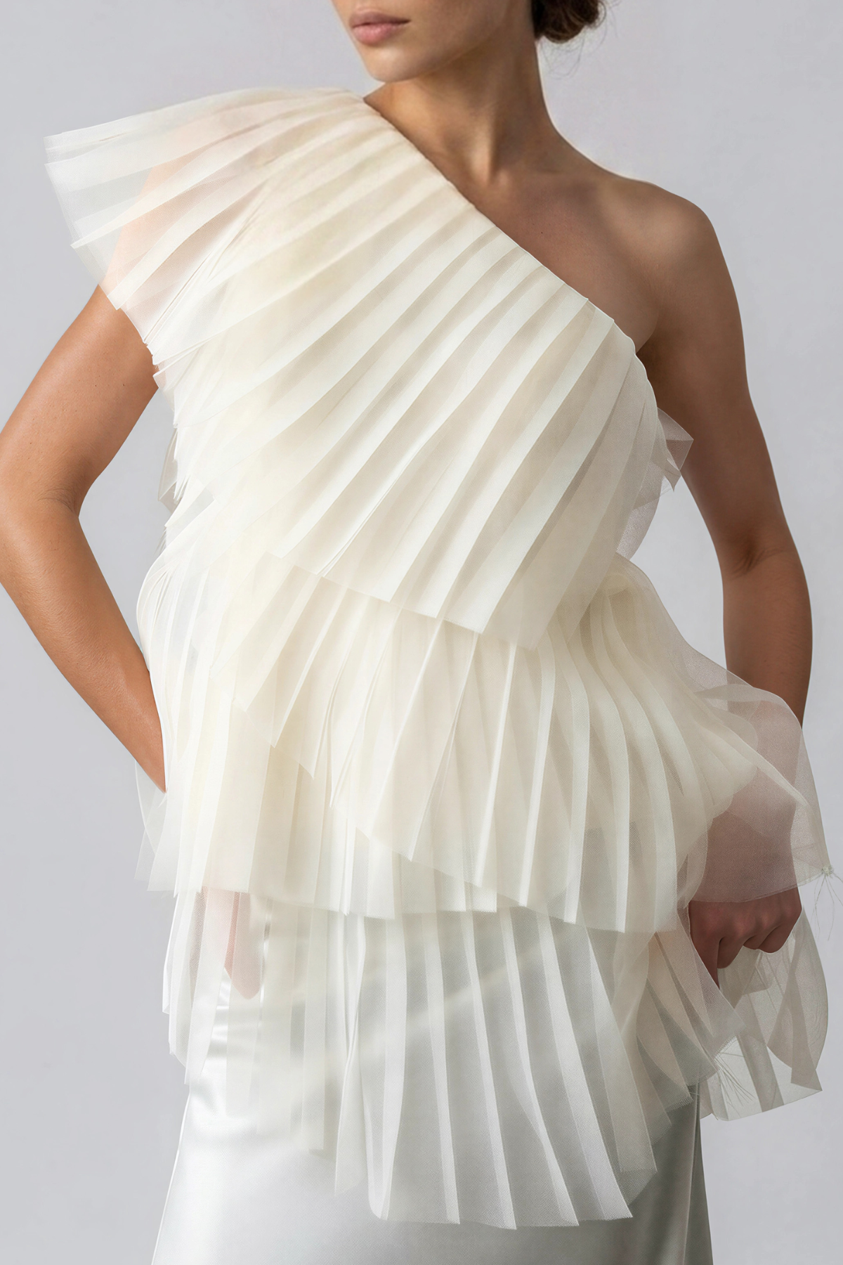 Issac One Shoulder Mesh Top