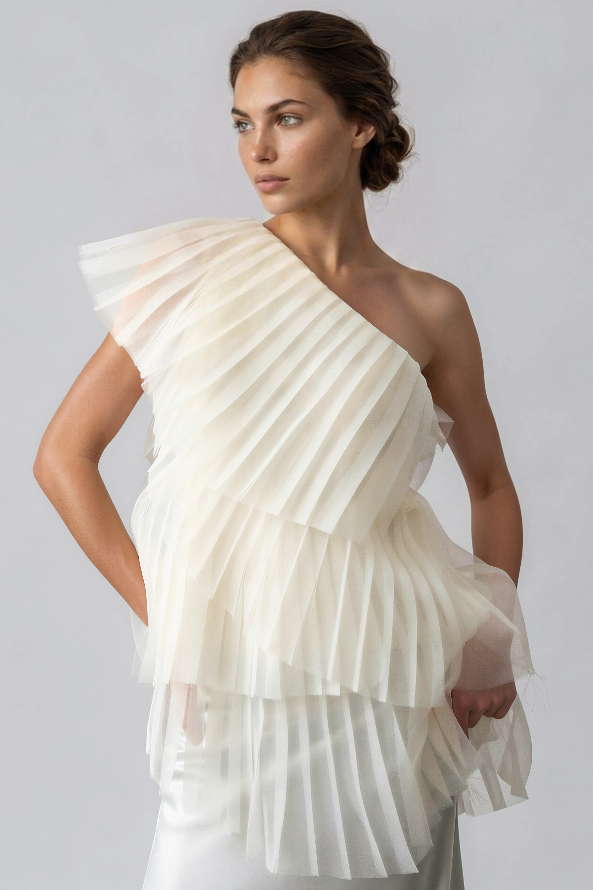 Issac One Shoulder Mesh Top