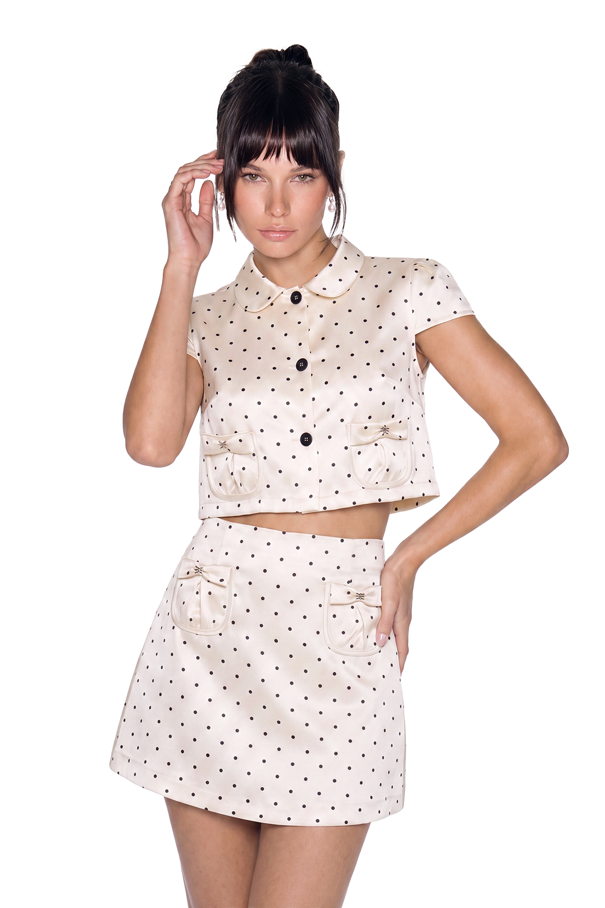 Issam Dot Satin Skirt Set