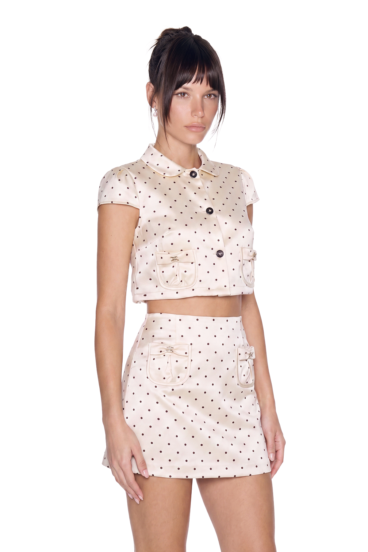 Issam Dot Satin Skirt Set