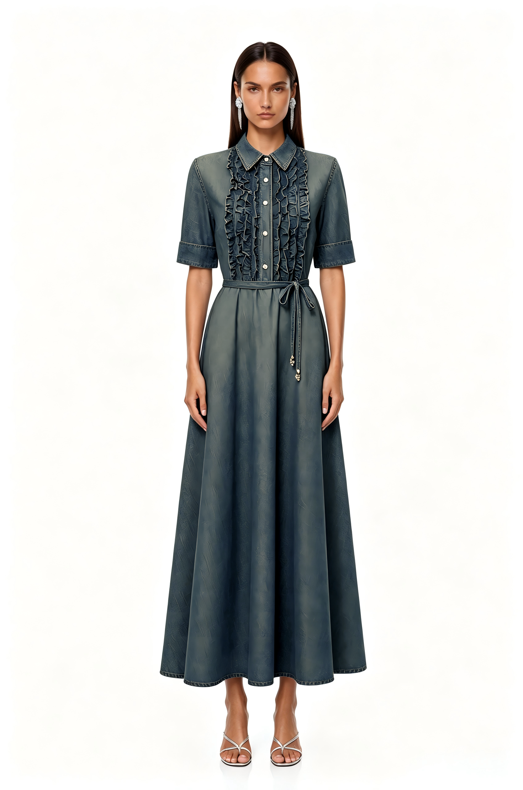 Issouf Ruffle Hayley Maxi Shirt Dress