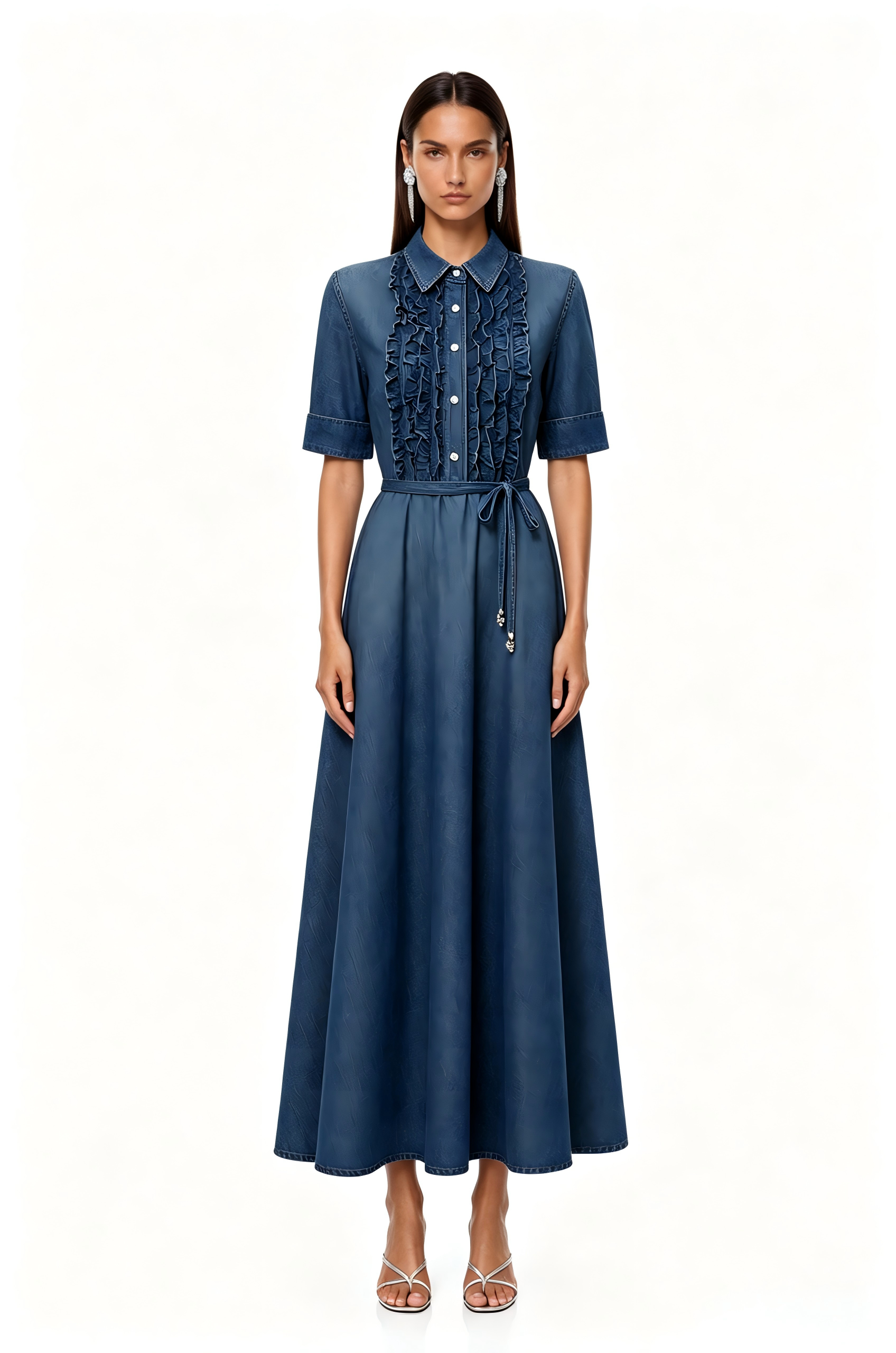 Issouf Ruffle Hayley Maxi Shirt Dress