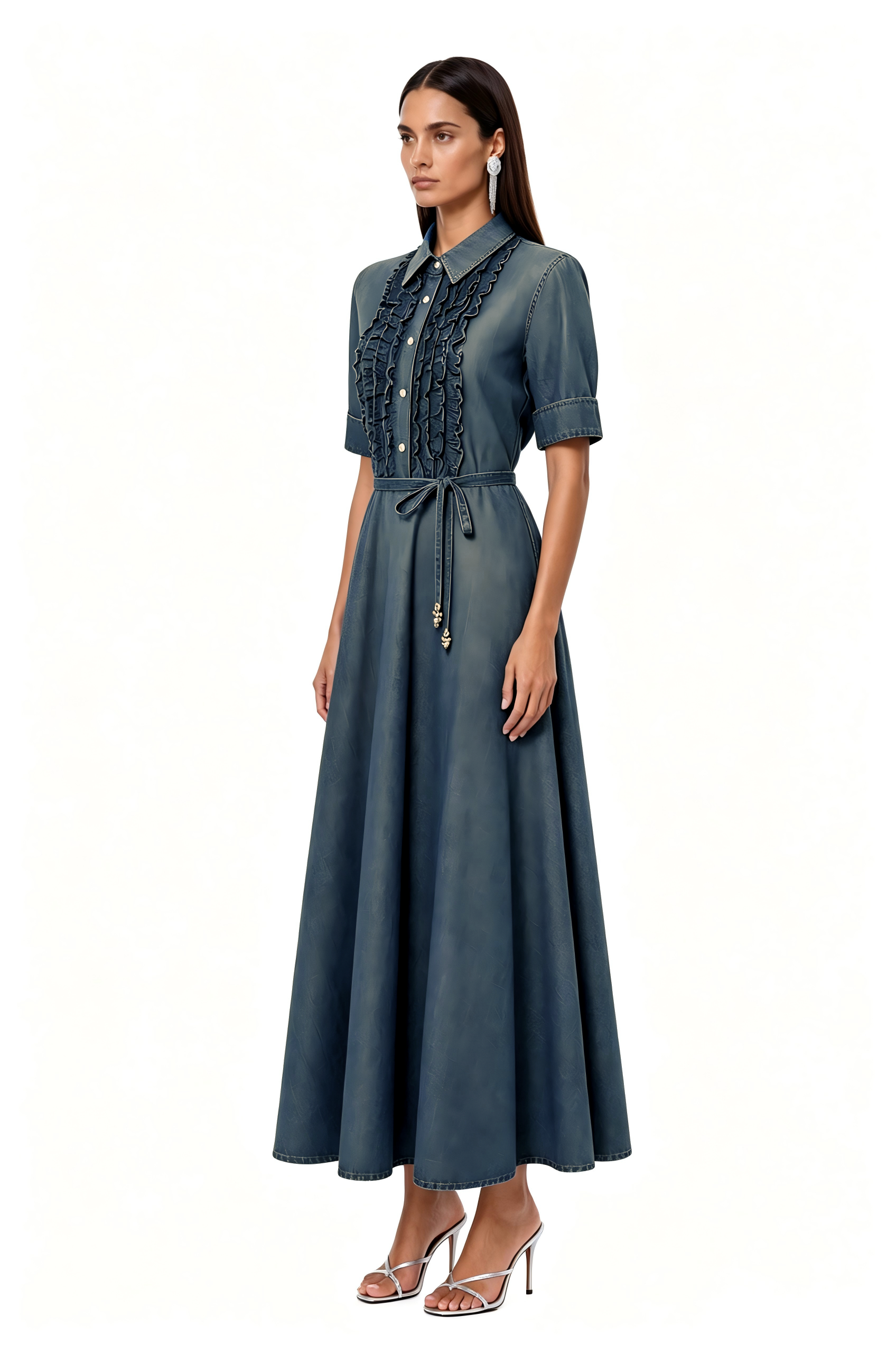 Issouf Ruffle Hayley Maxi Shirt Dress