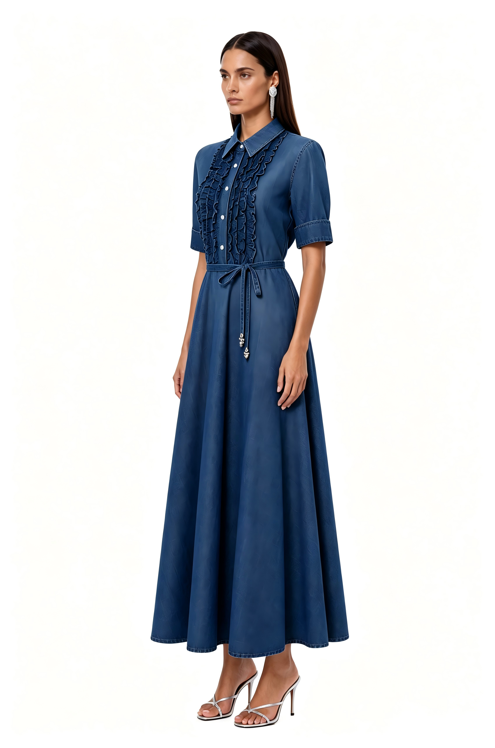 Issouf Ruffle Hayley Maxi Shirt Dress