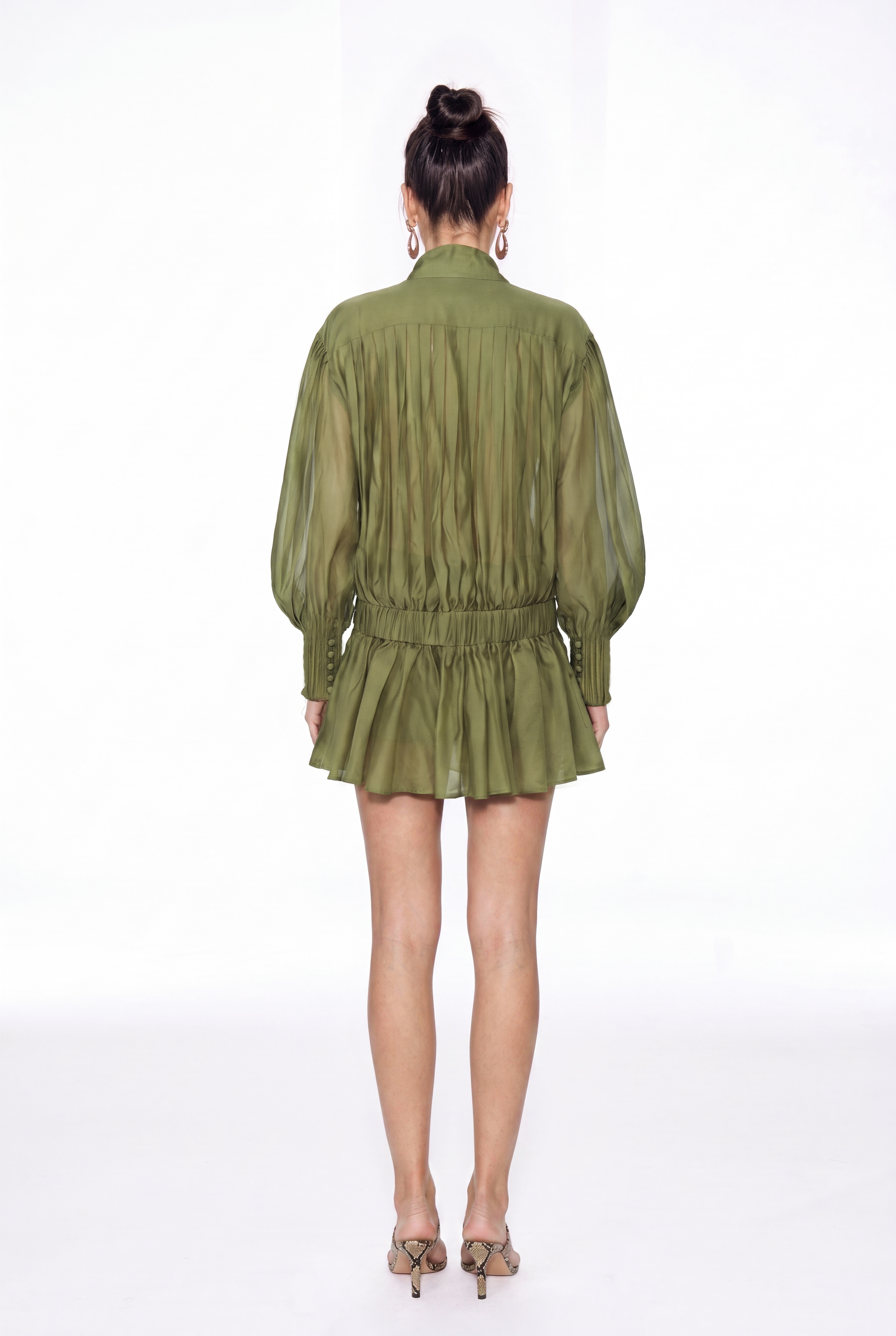 Issur Funnel Neck Double Breasted Mini Dress