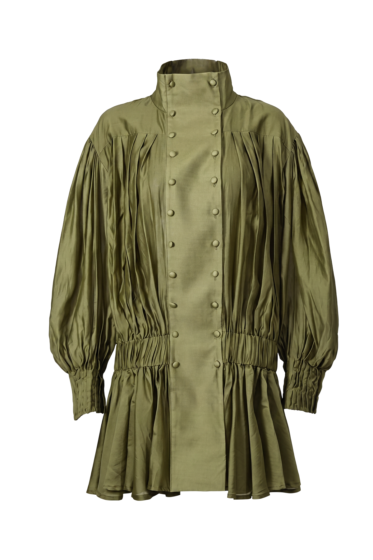 Issur Funnel Neck Double Breasted Mini Dress
