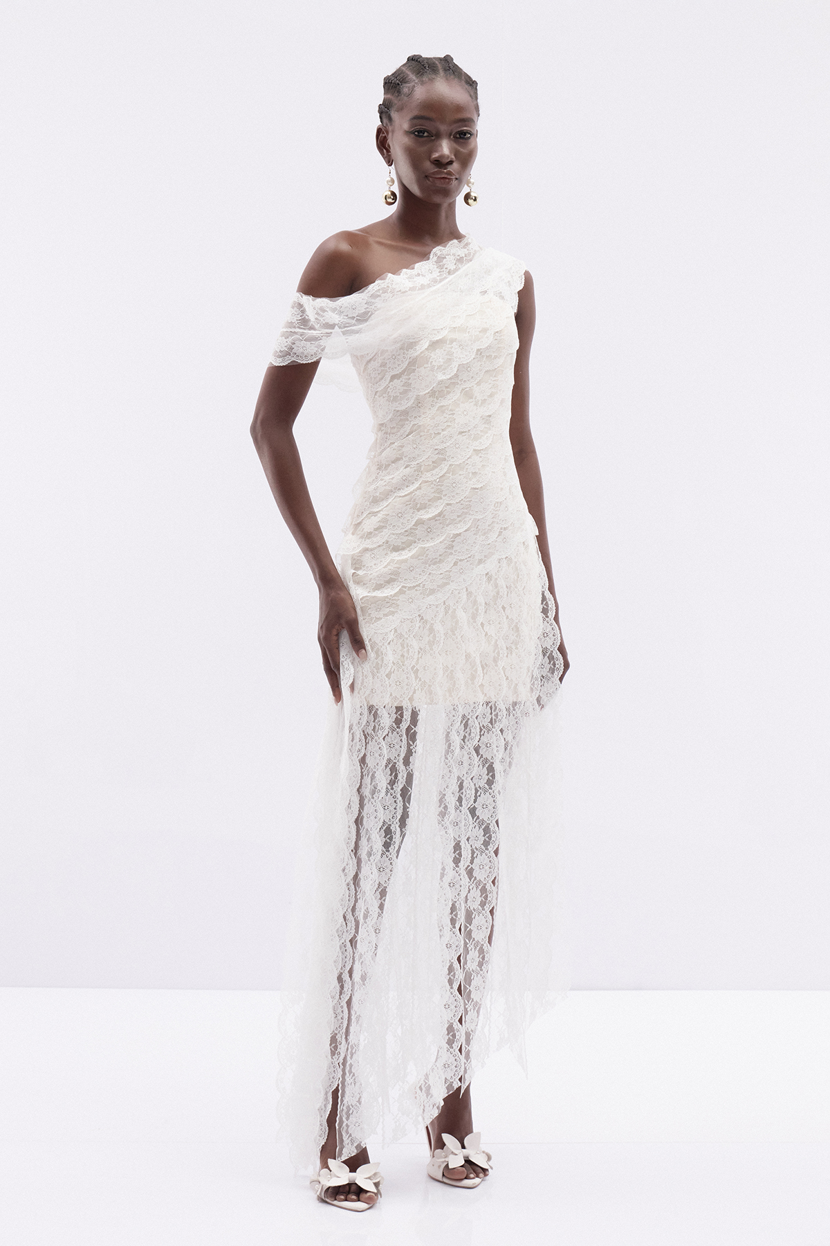 Itala One Shoulder Fringe Maxi Dress