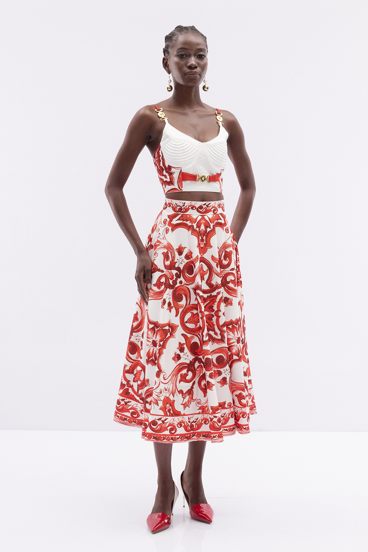 Italia Crop Print Skirt Set