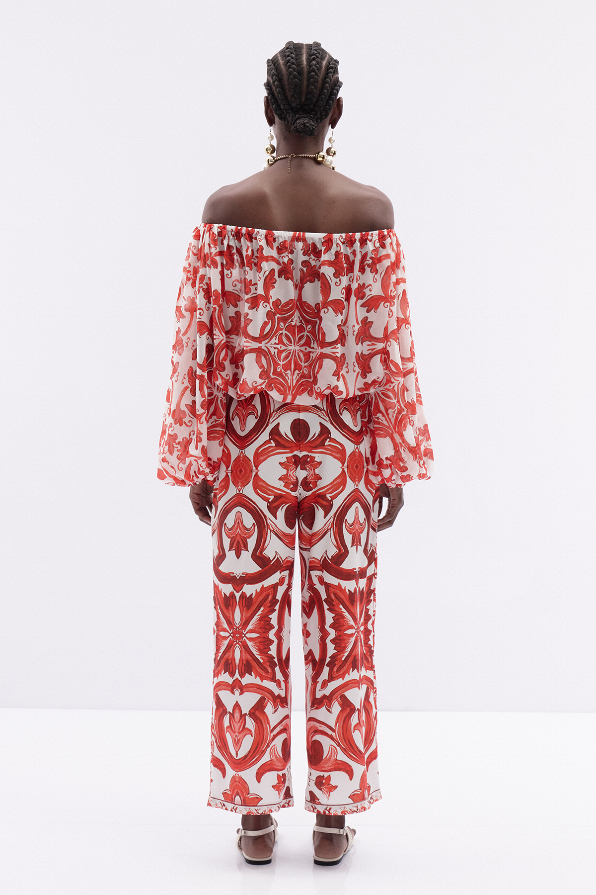 Italia Off Shoulder Print Pants Set