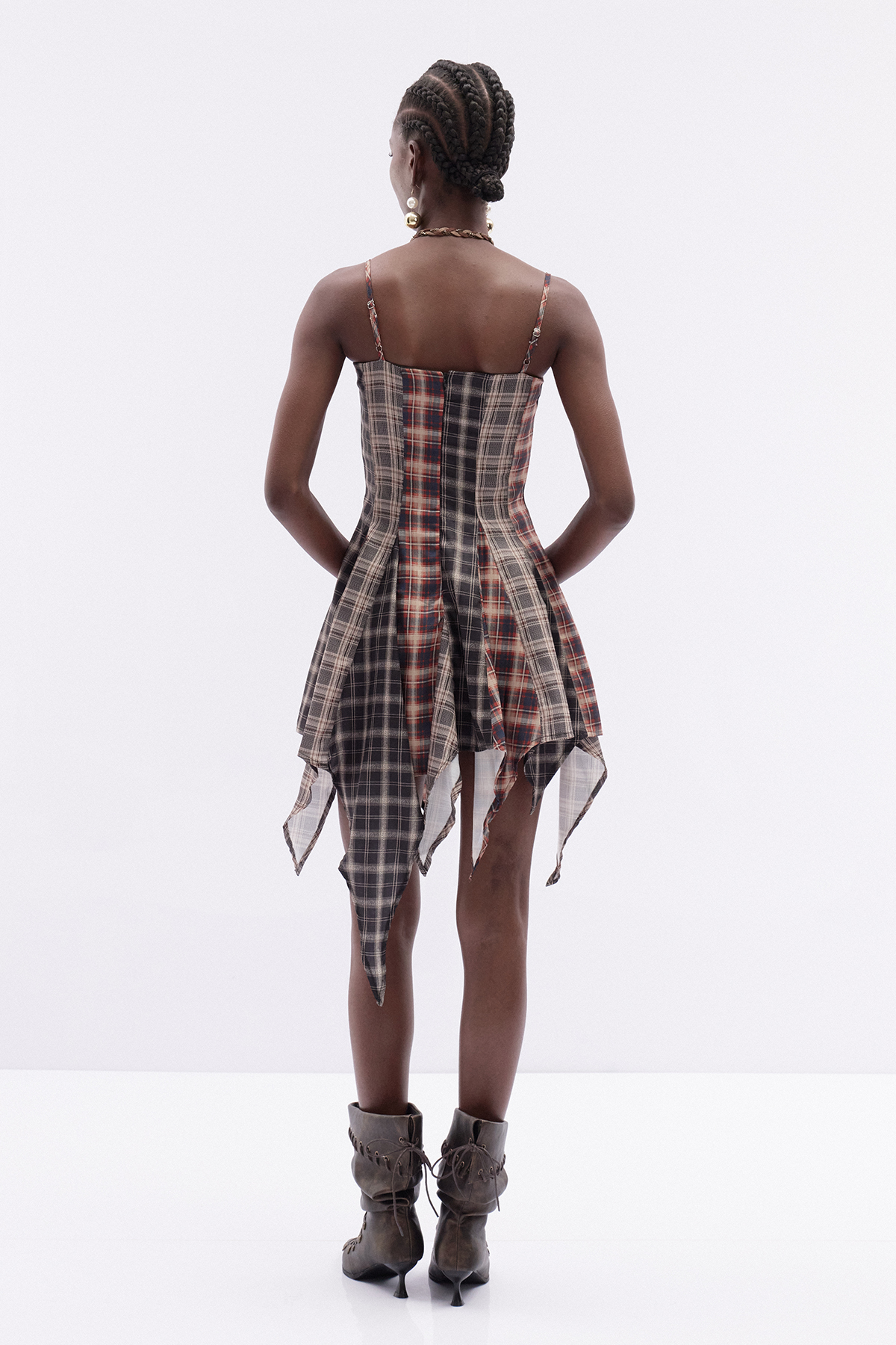 Italo Flower Plaid Mini Dress
