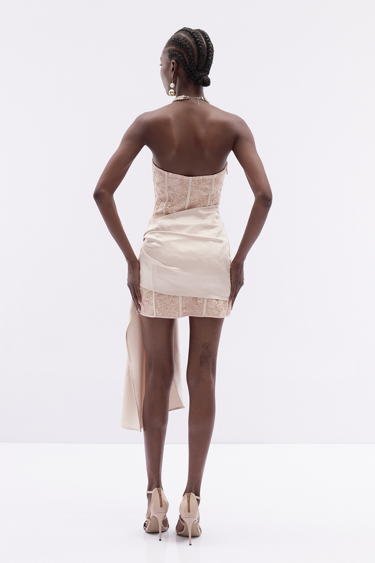 Italus Strapless Corset Fringe Mini Dress