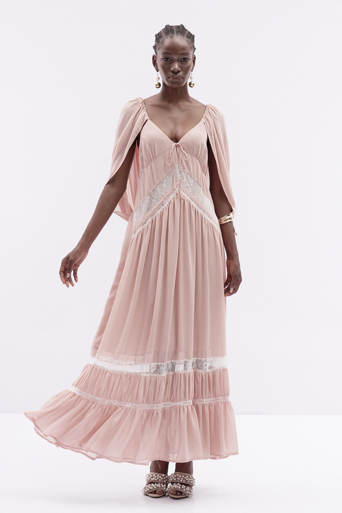 Itamar Draped Back Lace Maxi Dress