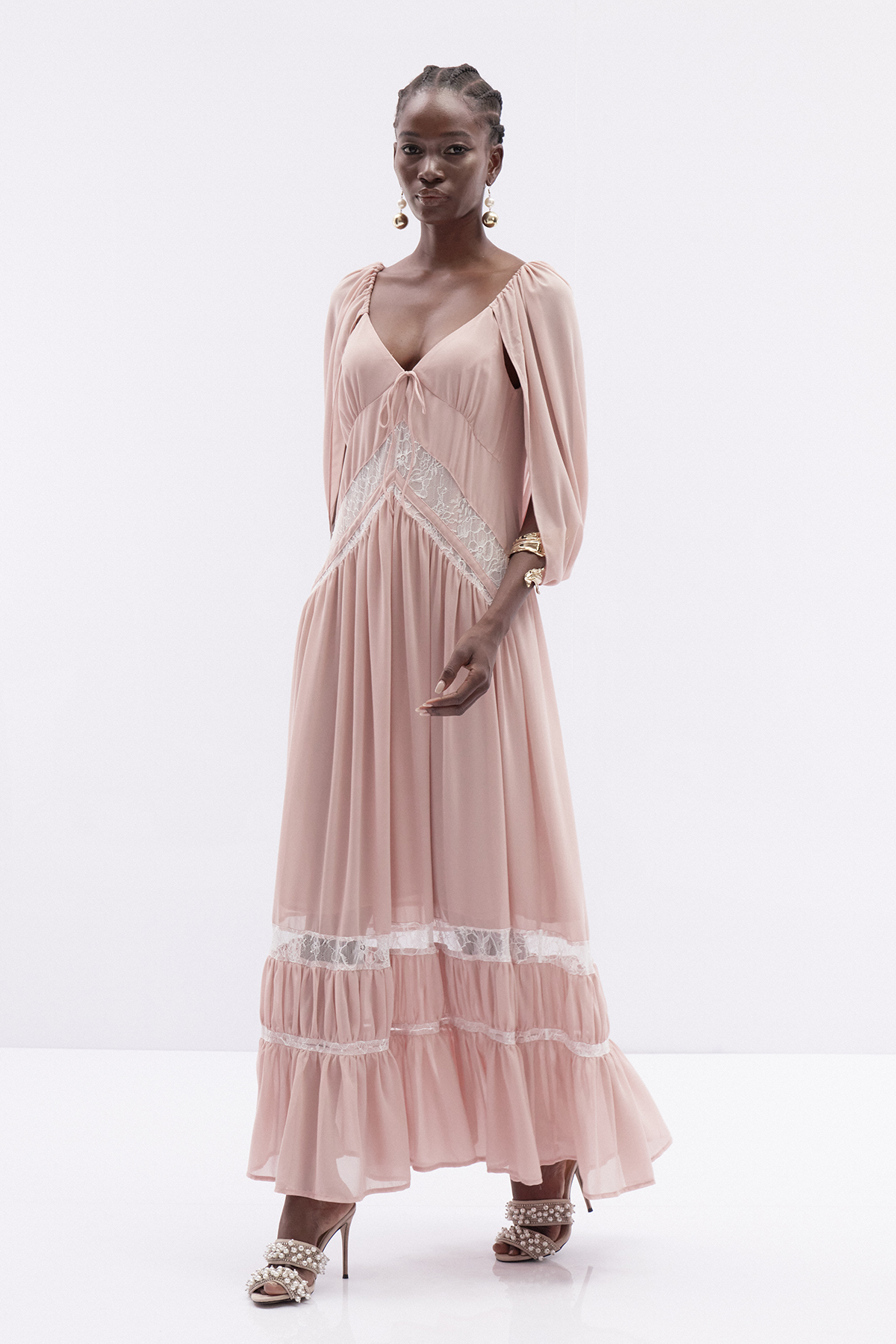 Itamar Draped Back Lace Maxi Dress