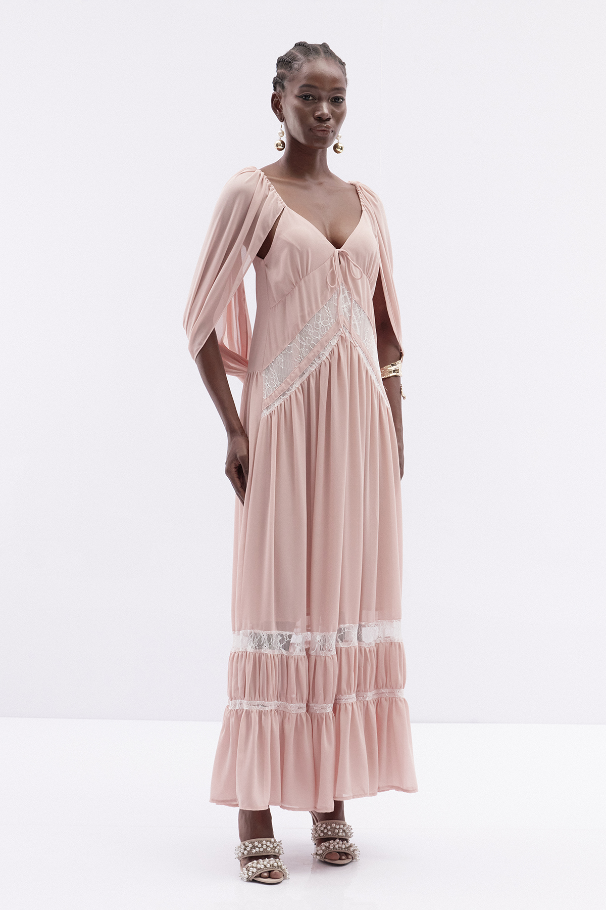 Itamar Draped Back Lace Maxi Dress