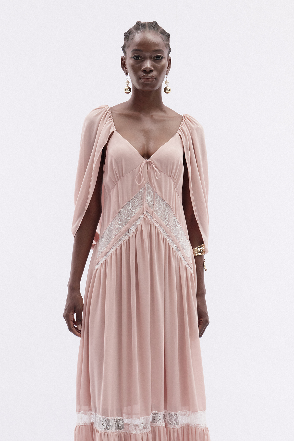 Itamar Draped Back Lace Maxi Dress