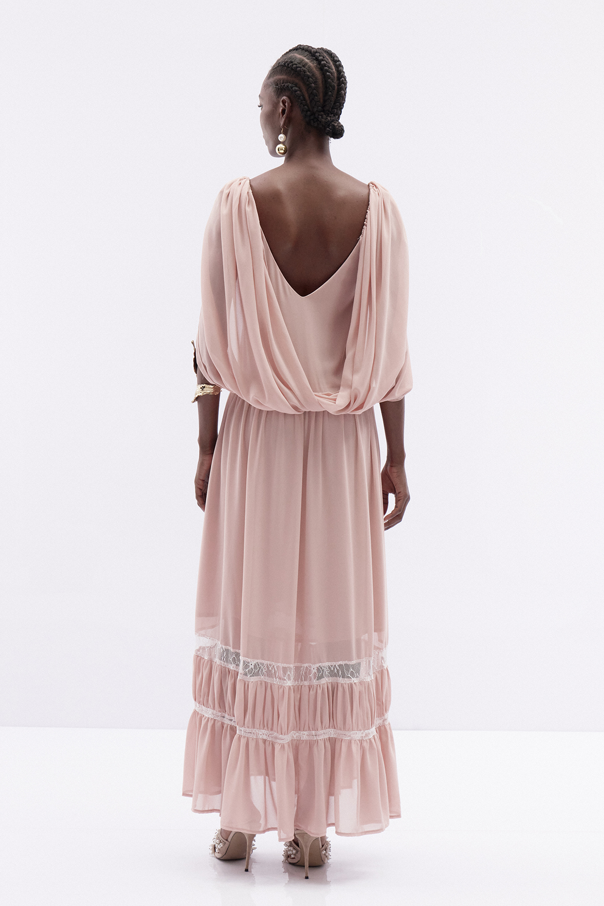 Itamar Draped Back Lace Maxi Dress