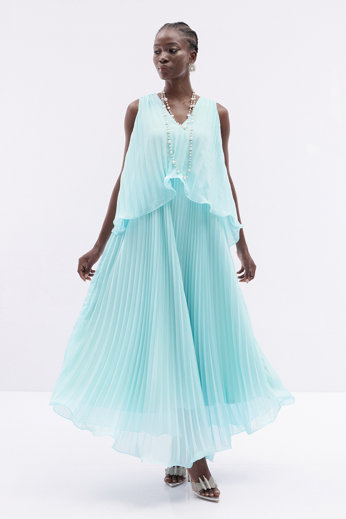 Ithiel Sleeveless Ruffle Midi Dress