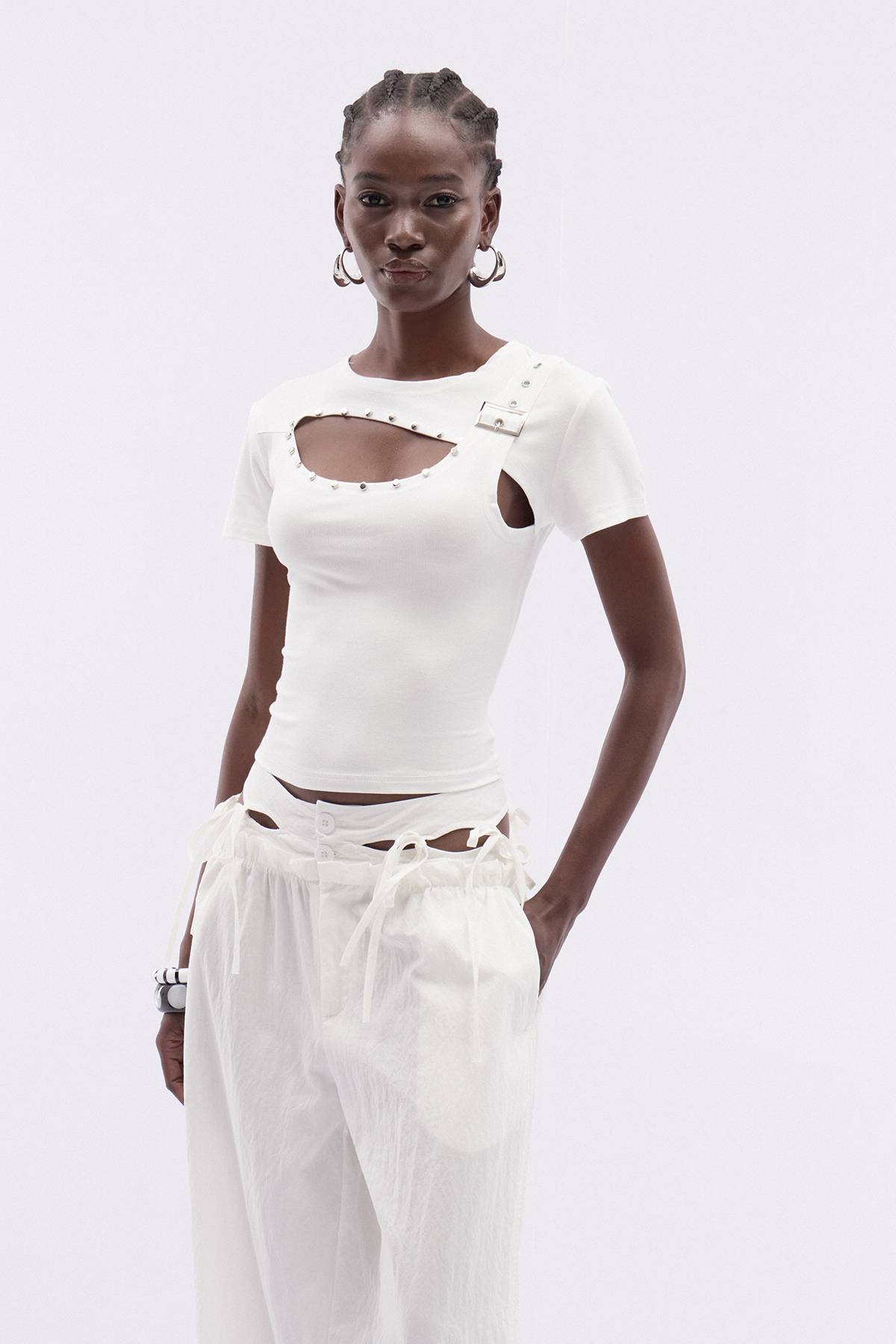 Itidal Cutout Studded Top