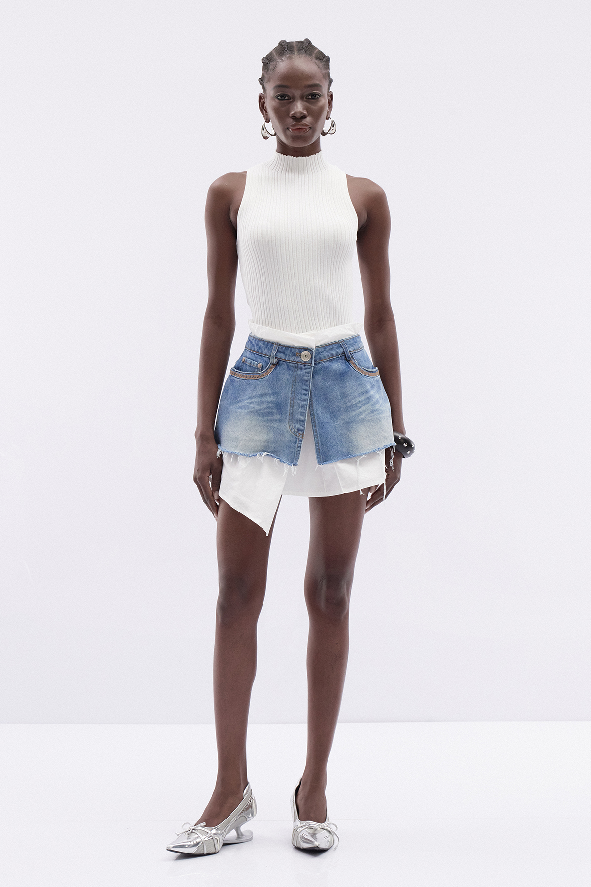 Itoro Deconstruct Denim Mini Skirt