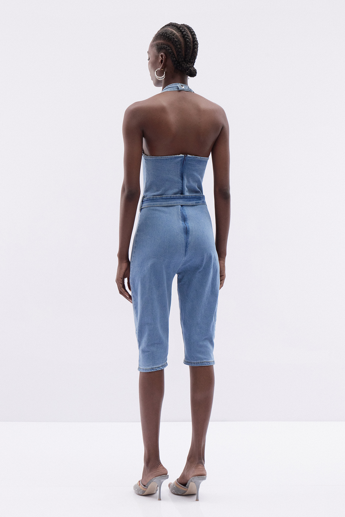 Ittai Halter Neck Cutout Denim Jumpsuit