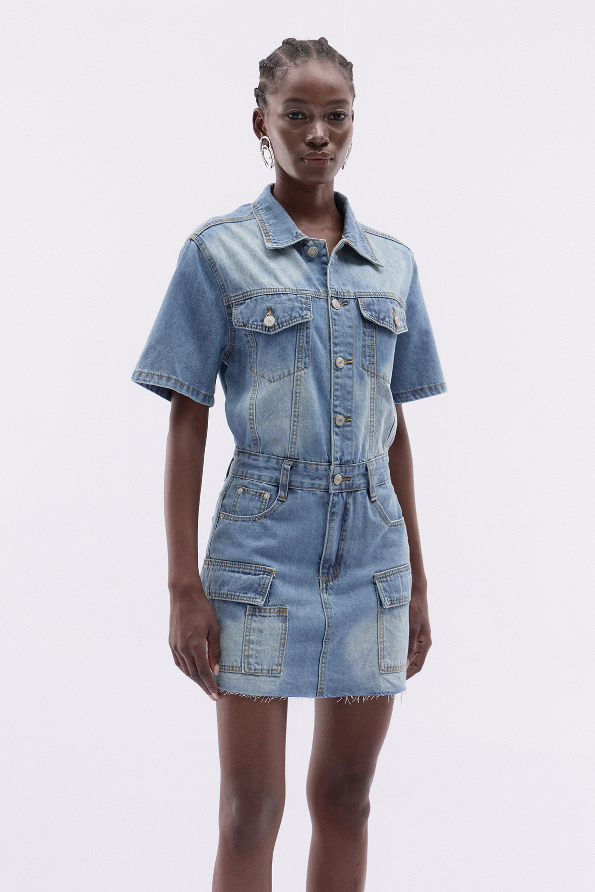 Ittay Bleached Denim Mini Dress
