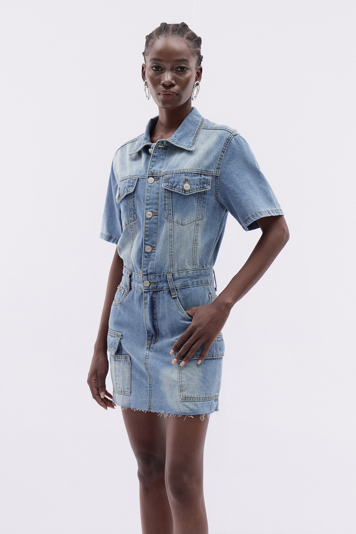 Ittay Bleached Denim Mini Dress