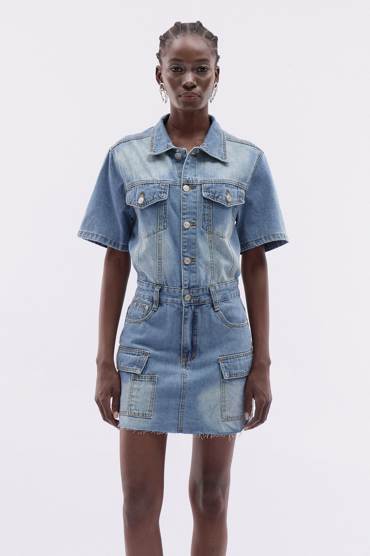 Ittay Bleached Denim Mini Dress