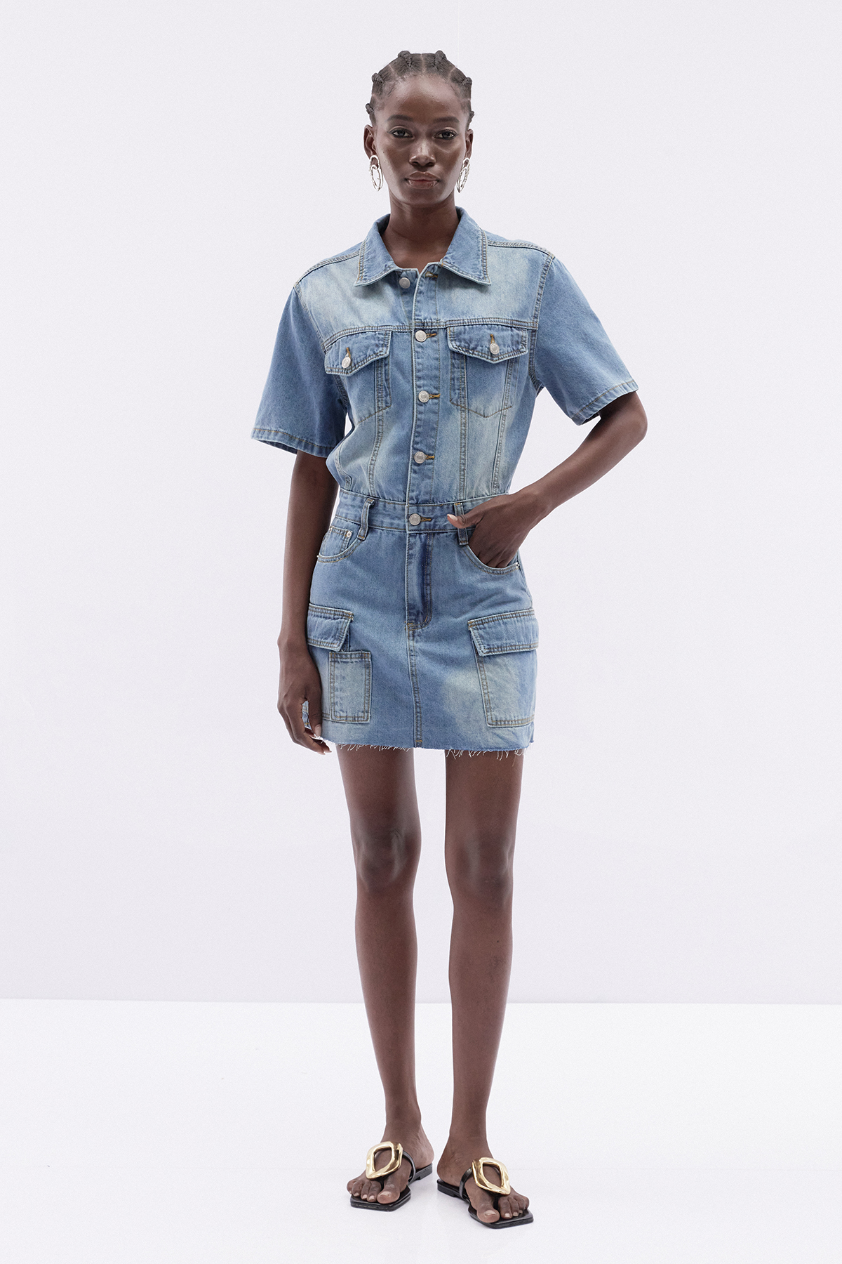 Ittay Bleached Denim Mini Dress